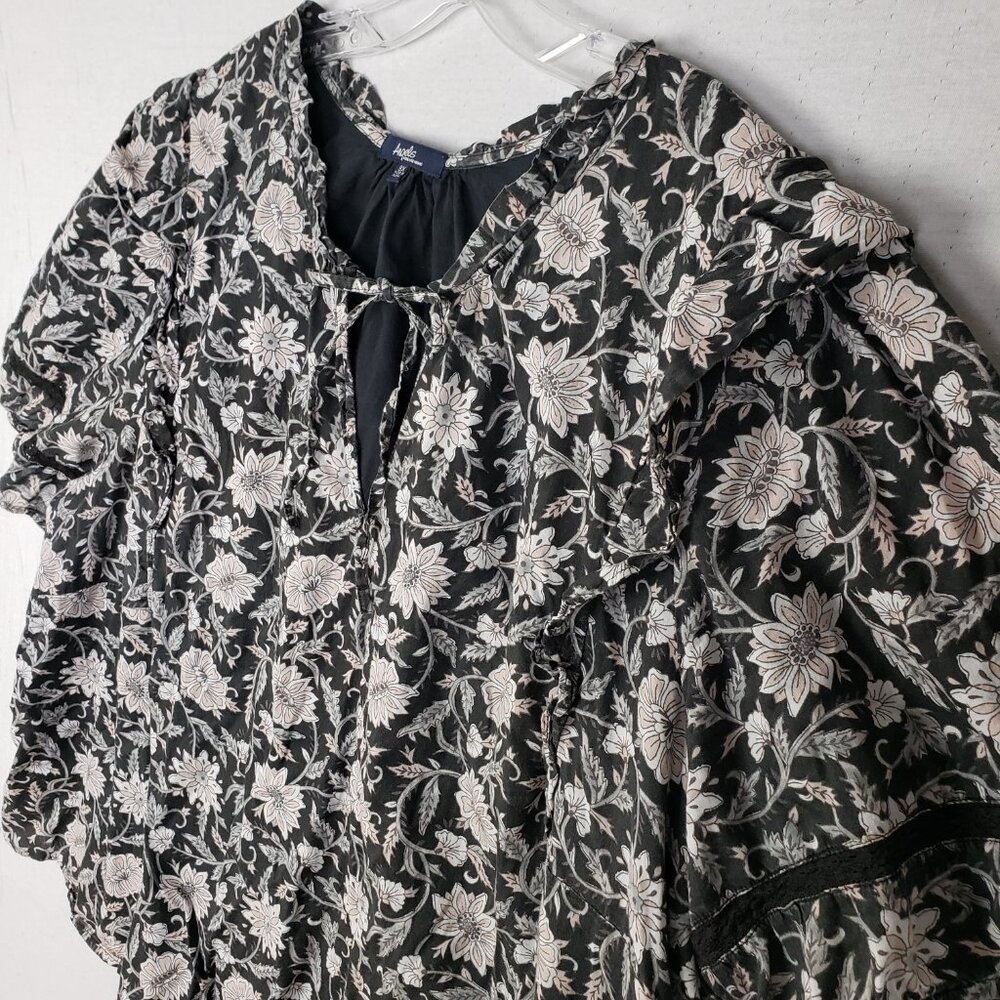 Angels Forever Young Peasant Blouse Top Floral Print Boho Cotton size 3X Resort - Picture 3 of 12